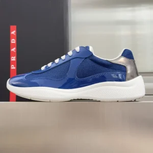 Prada Unisex Patent Leather And Technical Fabric Prada America'S Cup Sneakers-Navy 4E3400