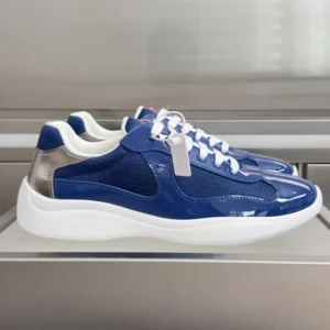Prada Unisex Patent Leather And Technical Fabric Prada America'S Cup Sneakers-Navy 4E3400