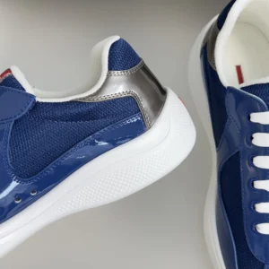 Prada Unisex Patent Leather And Technical Fabric Prada America'S Cup Sneakers-Navy 4E3400