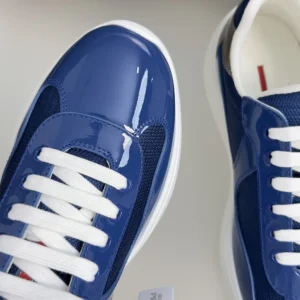 Prada Unisex Patent Leather And Technical Fabric Prada America'S Cup Sneakers-Navy 4E3400