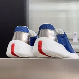 Prada Unisex Patent Leather And Technical Fabric Prada America'S Cup Sneakers-Navy 4E3400