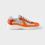 Prada Unisex Patent Leather And Technical Fabric Prada America'S Cup Sneakers-Orange