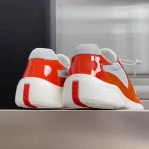 Prada Unisex Patent Leather And Technical Fabric Prada America'S Cup Sneakers-Orange