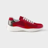 Prada Unisex Patent Leather And Technical Fabric Prada America'S Cup Sneakers-Red