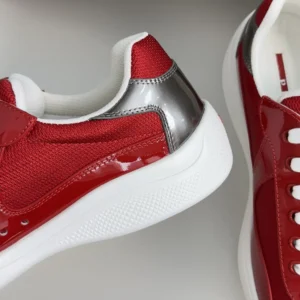 Prada Unisex Patent Leather And Technical Fabric Prada America'S Cup Sneakers-Red