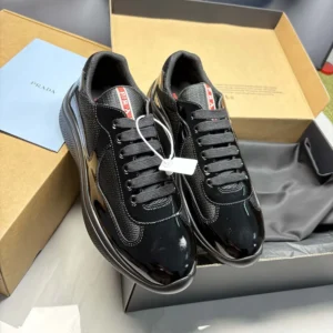 Prada Unisex Patent Leather and Technical Fabric Prada America's Cup Sneakers