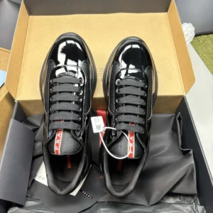 Prada Unisex Patent Leather and Technical Fabric Prada America's Cup Sneakers