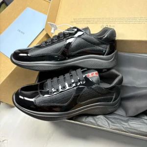 Prada Unisex Patent Leather and Technical Fabric Prada America's Cup Sneakers