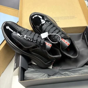 Prada Unisex Patent Leather and Technical Fabric Prada America's Cup Sneakers
