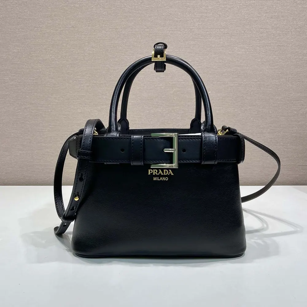 Prada Wome Buckle Small Leather Bag With Belt-Black 1BA5022CY9F0002