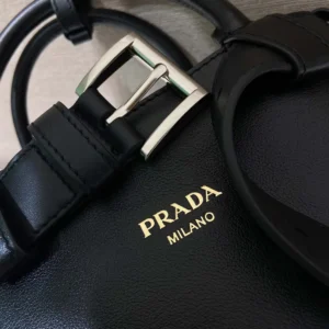 Prada Wome Buckle Small Leather Bag With Belt-Black 1BA5022CY9F0002