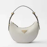 Prada Women Arqué Mini Leather Shoulder Bag-White 1BC194