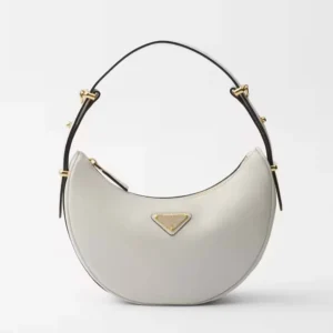 Prada Women Arqué Mini Leather Shoulder Bag-White 1BC194