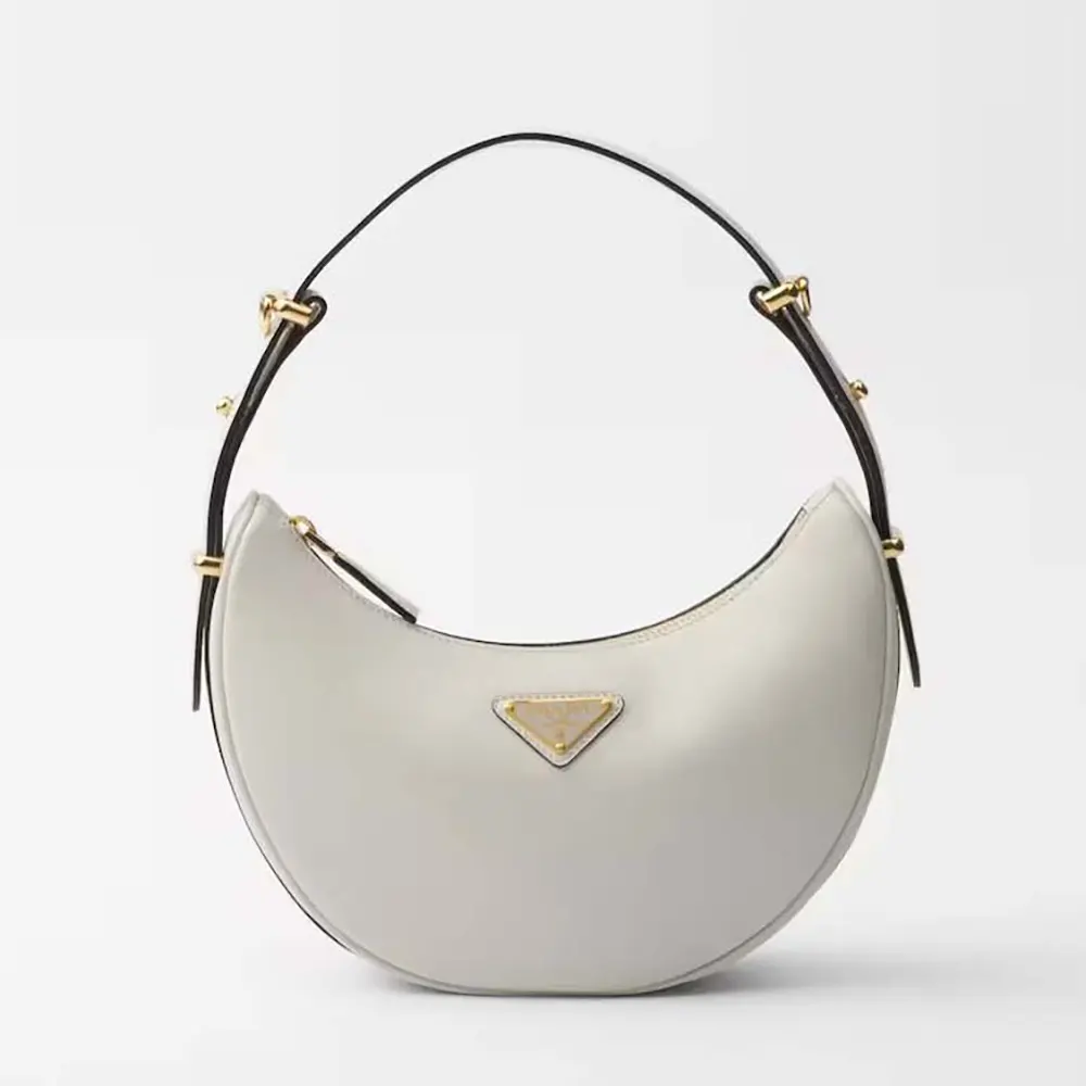 Prada Women Arqué Mini Leather Shoulder Bag-White 1BC194