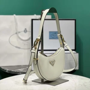 Prada Women Arqué Mini Leather Shoulder Bag-White 1BC194