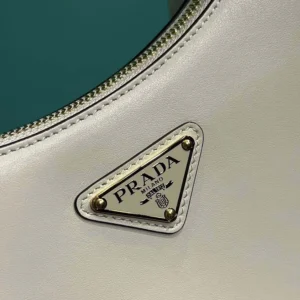 Prada Women Arqué Mini Leather Shoulder Bag-White 1BC194