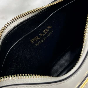 Prada Women Arqué Mini Leather Shoulder Bag-White 1BC194