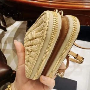 Prada Women Crochet Eather Mini Pouch Bag-Natural