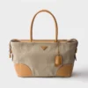 Prada Women Large Linen And Leather Tote Bag-Rope/Natural 1BG659
