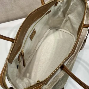 Prada Women Large Linen And Leather Tote Bag-Rope/Natural 1BG659