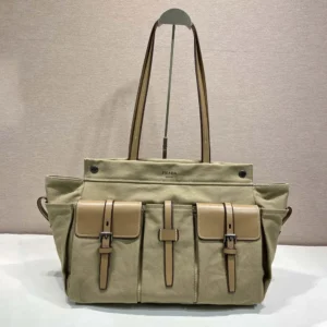 Prada Women Route Canvas and Leather Tote Bag 2VG1392G6SF0241