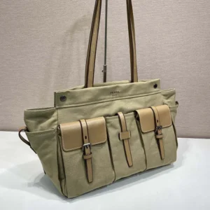 Prada Women Route Canvas and Leather Tote Bag 2VG1392G6SF0241