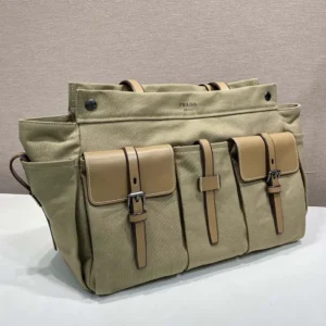 Prada Women Route Canvas and Leather Tote Bag 2VG1392G6SF0241