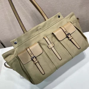Prada Women Route Canvas and Leather Tote Bag 2VG1392G6SF0241