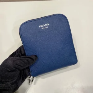 Prada Women Saffiano Leather Pendant With Re-Nylon Tote Bag-Baltic Blue