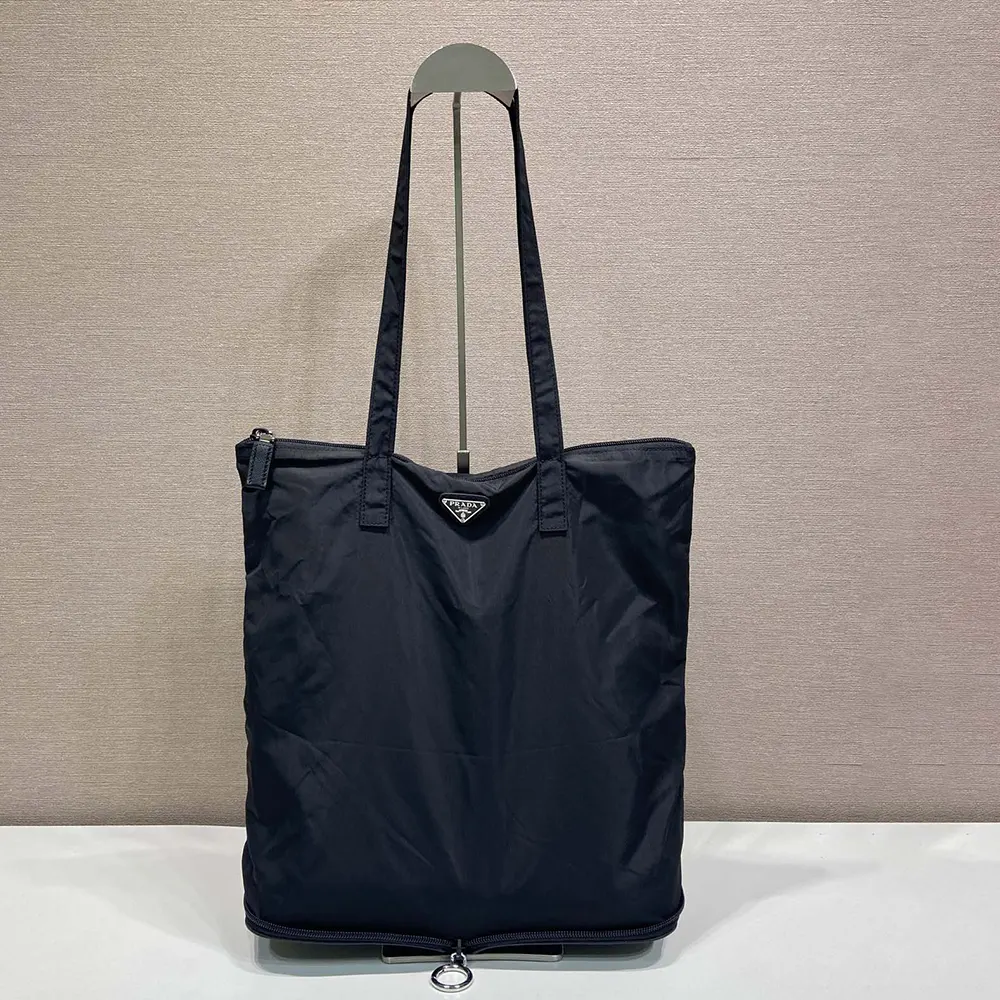 Prada Women Saffiano Leather Pendant With Re-Nylon Tote Bag-Black 3 Prada Women Saffiano Leather Pendant With Re-Nylon Tote Bag-Black