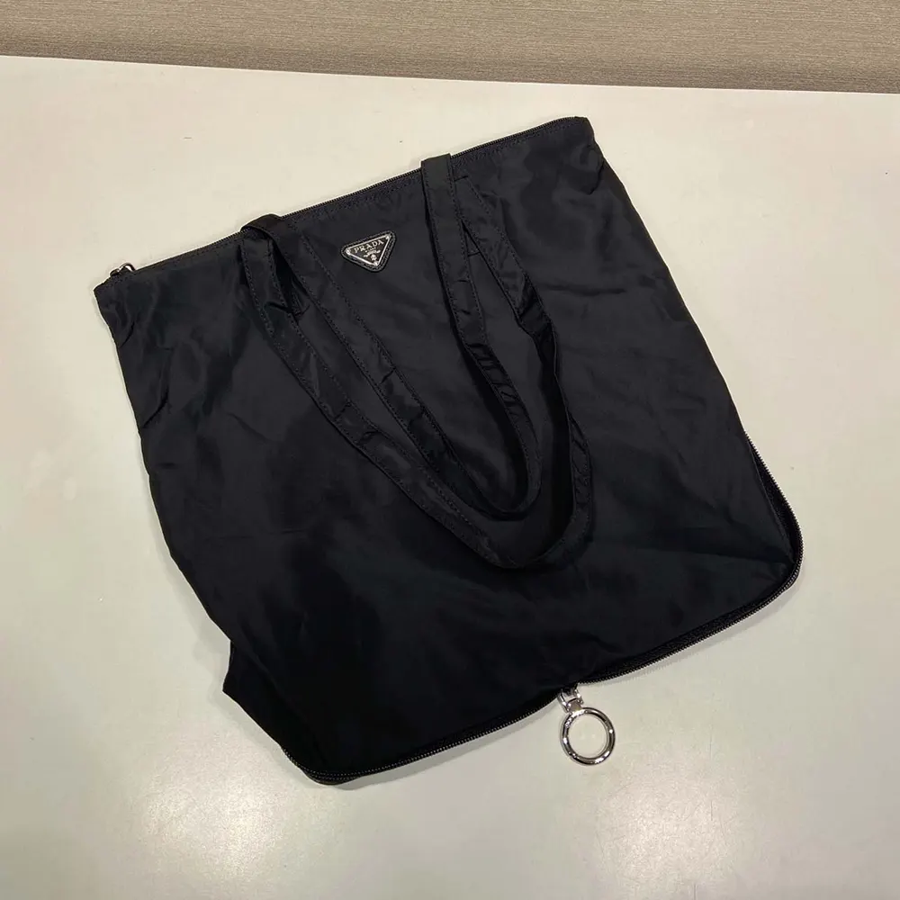 Prada Women Saffiano Leather Pendant With Re-Nylon Tote Bag-Black 6 Prada Women Saffiano Leather Pendant With Re-Nylon Tote Bag-Black