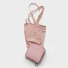 Prada Women Saffiano Leather Pendant With Re-Nylon Tote Bag-Peach 1TT330