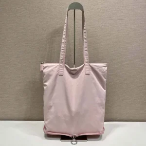 Prada Women Saffiano Leather Pendant With Re-Nylon Tote Bag-Peach 1TT330