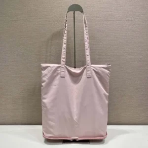 Prada Women Saffiano Leather Pendant With Re-Nylon Tote Bag-Peach 1TT330