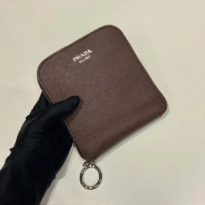 Prada Women Saffiano Leather Pendant With Re-Nylon Tote Bag-Sienna