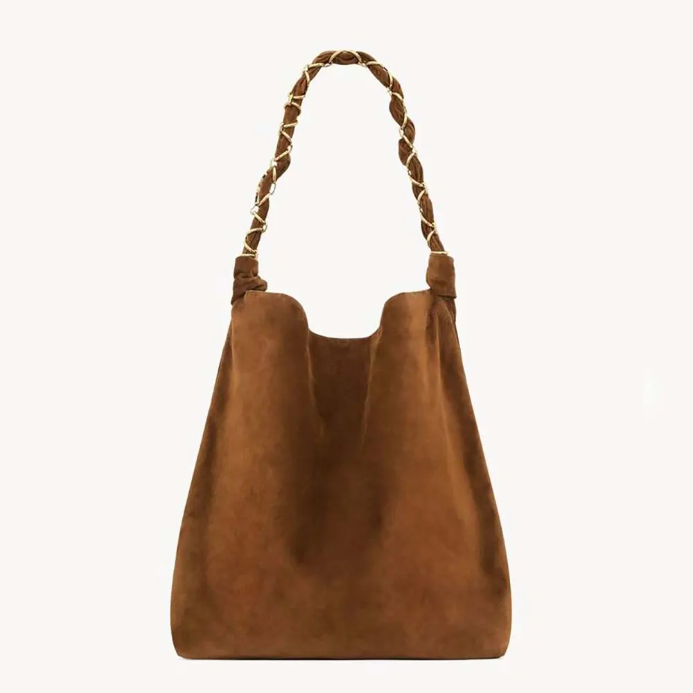 Saint Laurent YSL Women Amalia In Suede-Brown 8347501U 1 Saint Laurent YSL Women Amalia In Suede-Brown 8347501U