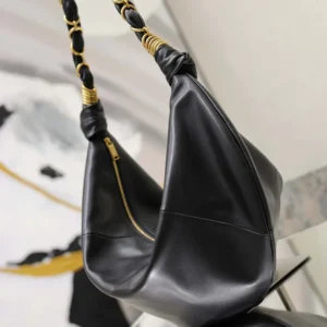 Saint Laurent YSL Women Amalia Small Hobo In Lambskin-Black