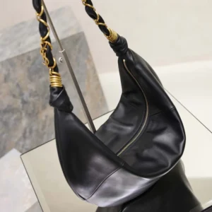 Saint Laurent YSL Women Amalia Small Hobo In Lambskin-Black