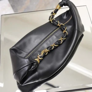 Saint Laurent YSL Women Amalia Small Hobo In Lambskin-Black