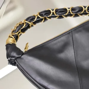 Saint Laurent YSL Women Amalia Small Hobo In Lambskin-Black