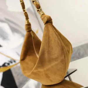 Saint Laurent YSL Women Amalia Small Hobo In Lambskin-Brown