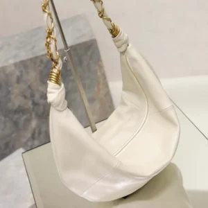 Saint Laurent YSL Women Amalia Small Hobo In Lambskin-White