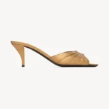 Saint Laurent YSL Women Babylone Mules in Metallic Leather Metal Persian