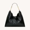 Saint Laurent YSL Women Hortense Hobo In Shiny Leather Black