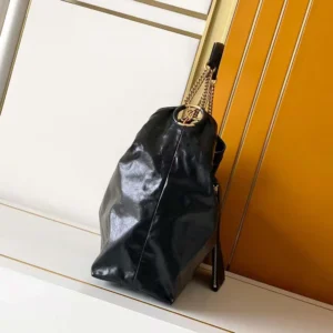 Saint Laurent YSL Women Hortense Hobo In Shiny Leather Black