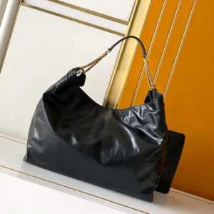 Saint Laurent YSL Women Hortense Hobo In Shiny Leather Black