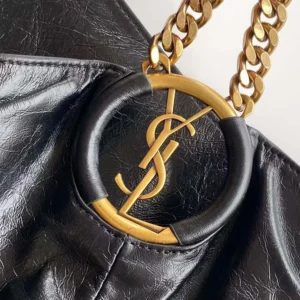 Saint Laurent YSL Women Hortense Hobo In Shiny Leather Black
