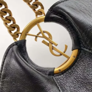 Saint Laurent YSL Women Hortense Hobo In Shiny Leather Black