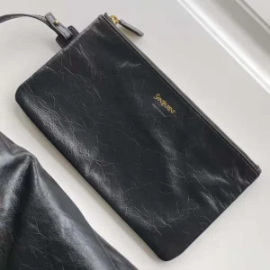 Saint Laurent YSL Women Hortense Hobo In Shiny Leather Black