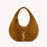 Saint Laurent YSL Women Icare Hobo In Quilted Suede Brown